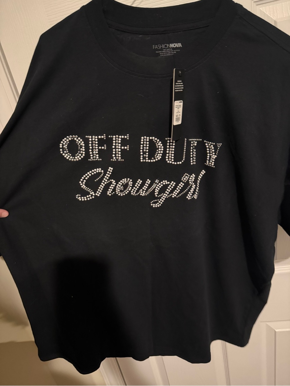 Fashion Nova Black 'Off Duty Showgirl' Studded Tee